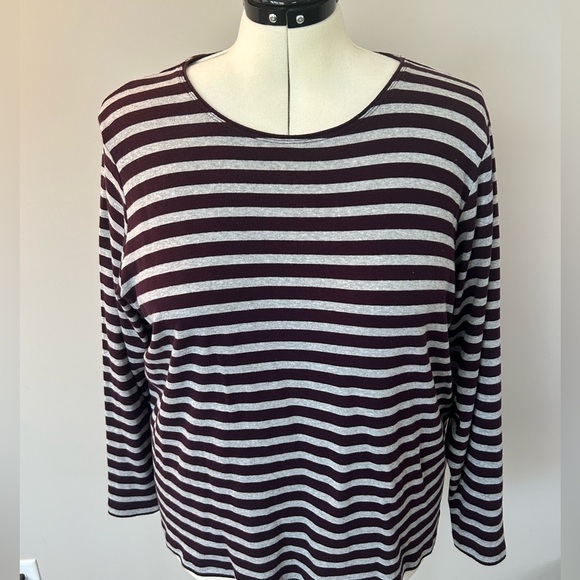 Maroon/Gray Striped Top - Picture 1 of 5